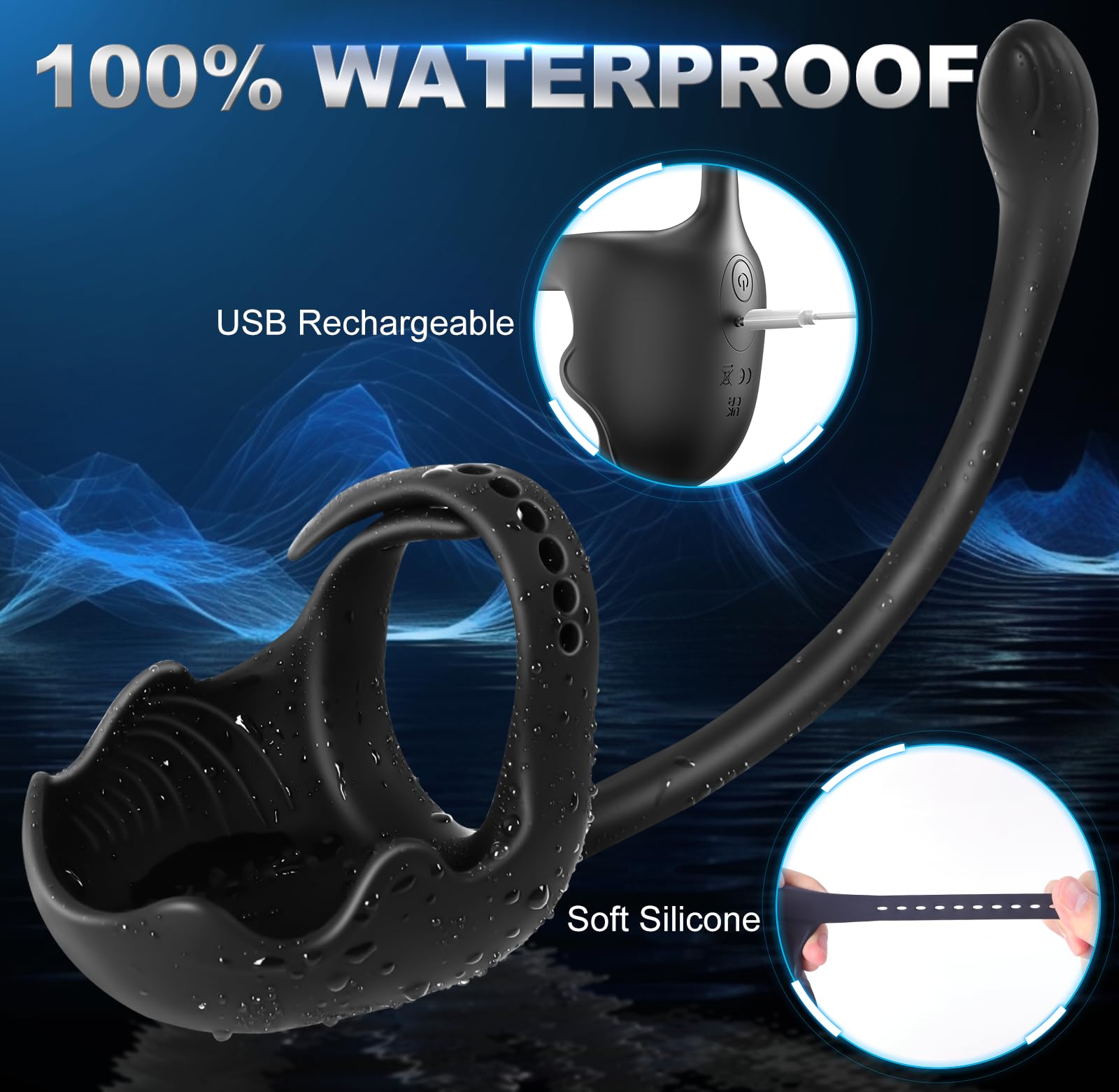 Lock Sperm Ring Remote Control Anal Vibrators with Testicle Vibration and Cock Ring Vibrators for Men - 