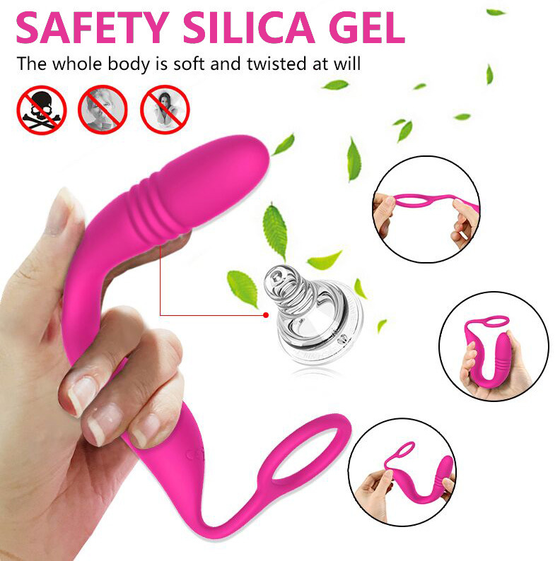 2-in-1 Thrusting Vibrating Prostate Massager With Cock Ring - 