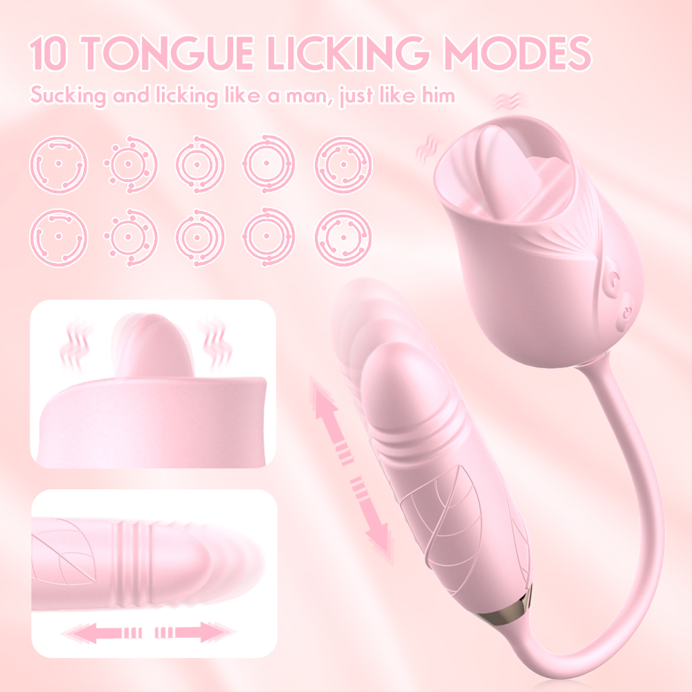 Rose Tongue Extender Dildo Vibrators Sex Toys For Woman - 
