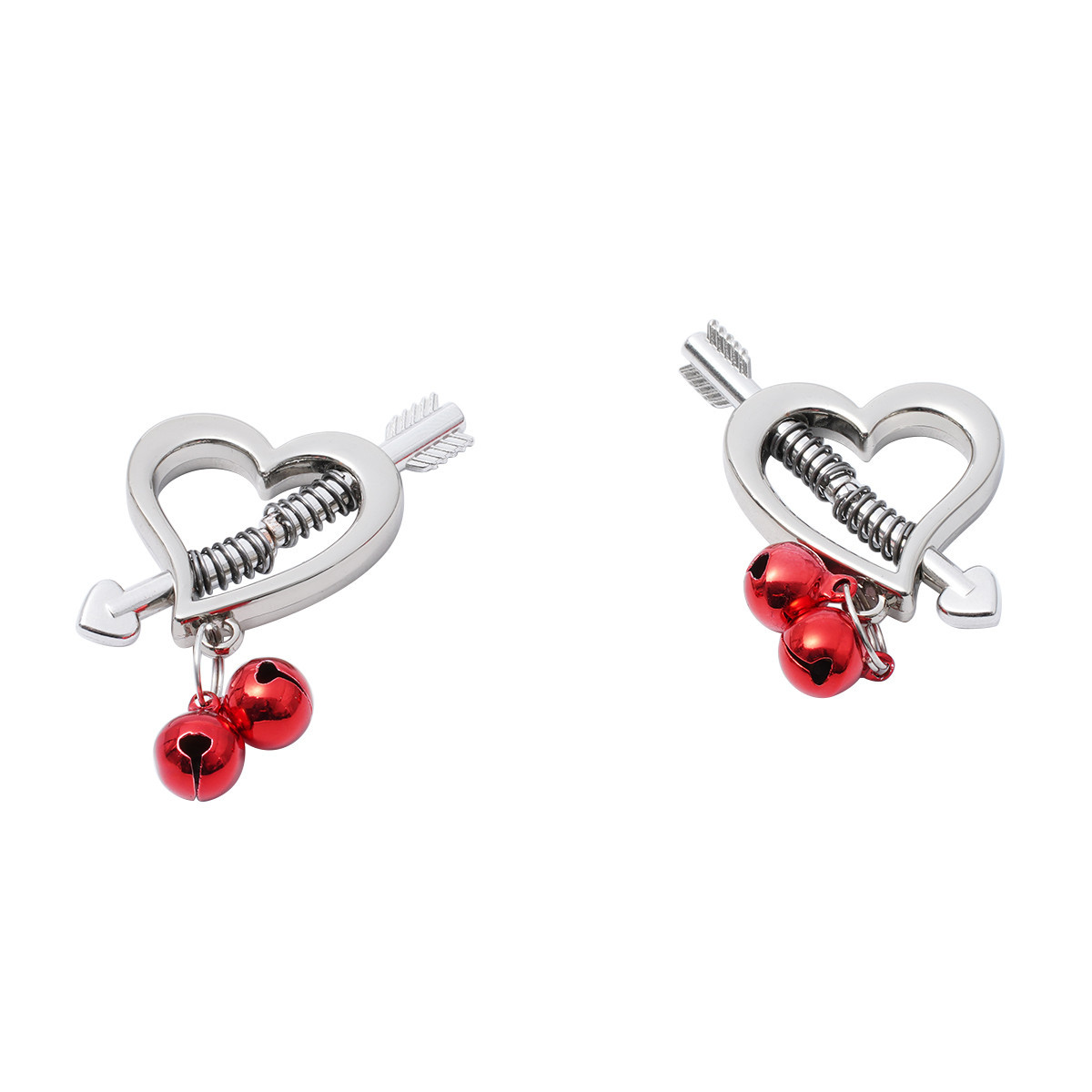 Heart Shape Adjustable Nipple Clamp Clips With Bell - 