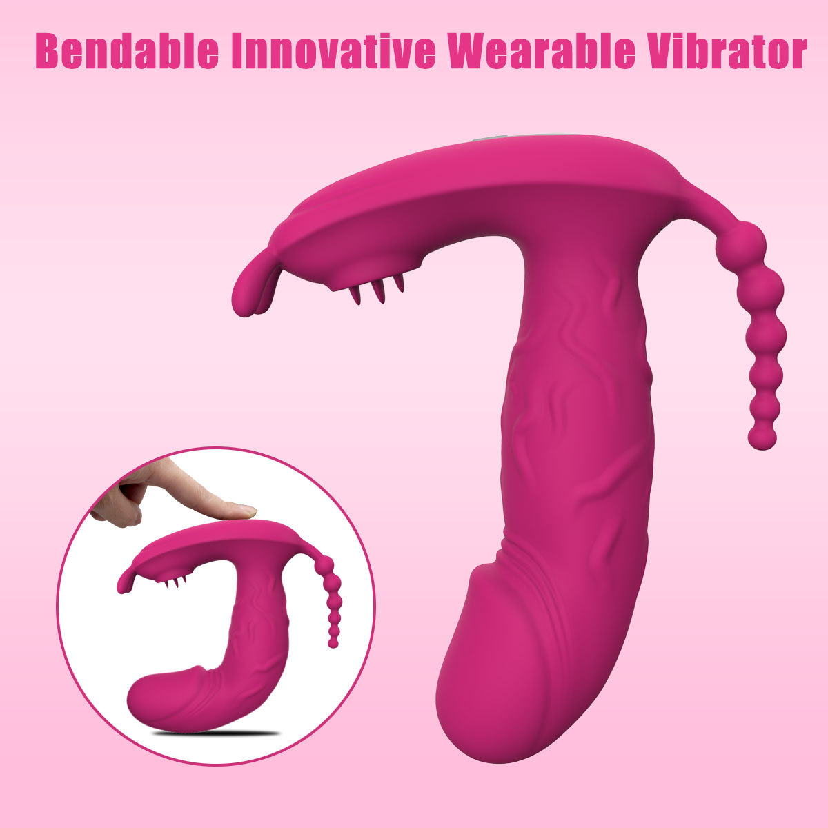 App Remote Control 3-in-1 Dildo Panty Vibrator Clitoral G-Spot Stimulation Sex Toy - 