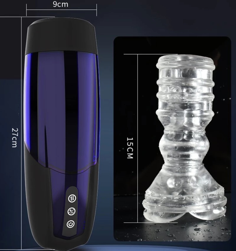 Automatic Bead Rotating Telescopic Interactive Masturbation Cup - 