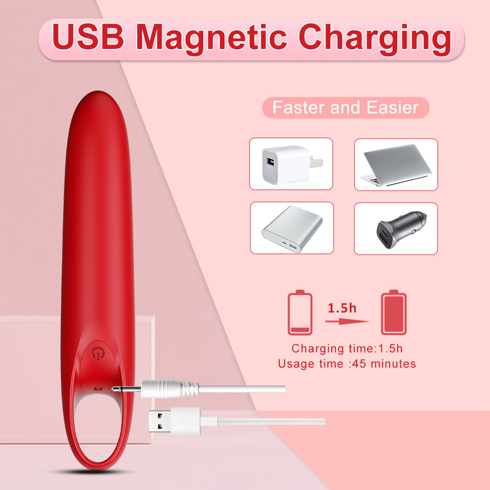 12 Frequency Strong Shock Bullet Vibrator With Finger Ring Clitoral G-Spot Stimulation Women Sex Toy - 