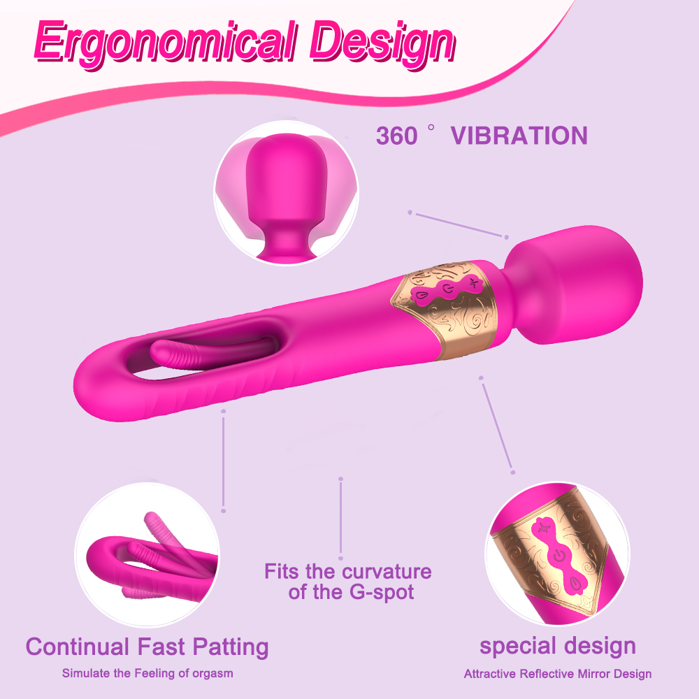 Ellie Flicker 2-in-1 Finger-slapping Wand Vibrator Clitoral G-Spot Stimulation Sex Toy For Women - 