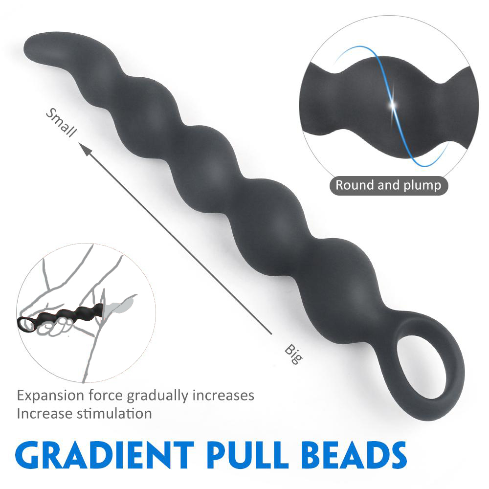 Silicone Pull Beads Anal Plug Backyard Beads Anal Massage Toy For Adult - 