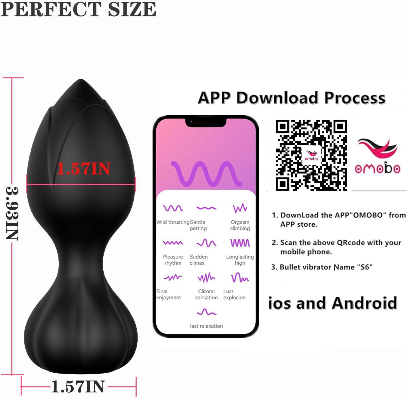 App Remote Control 10 Frequency Anal Vibrator Sex Tool - 