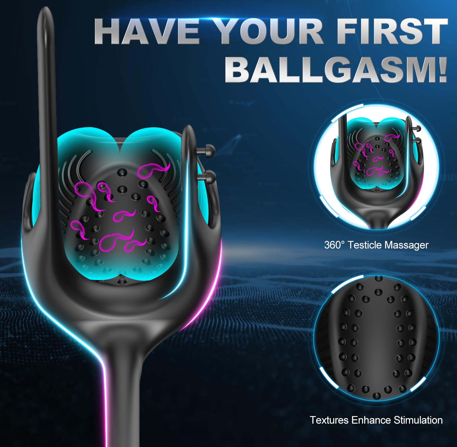 Lock Sperm Ring Remote Control Anal Vibrators with Testicle Vibration and Cock Ring Vibrators for Men - 