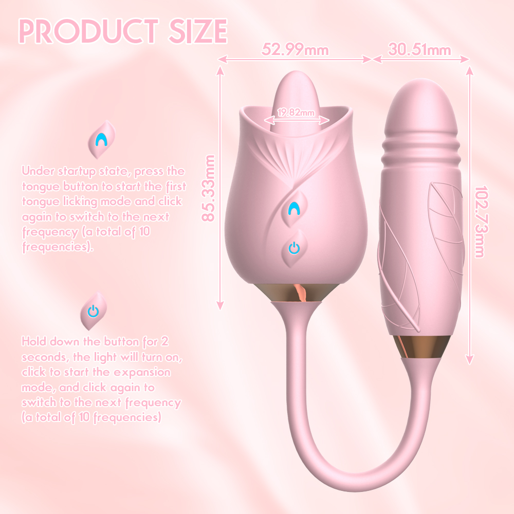 Rose Tongue Extender Dildo Vibrators Sex Toys For Woman - 