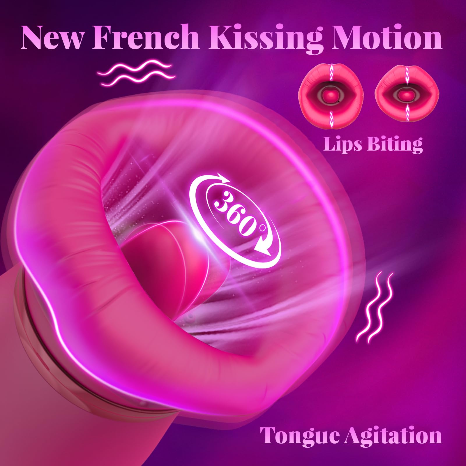 Rose Big Mouth Vibrator Clit Stimulator With Thrusting Vibrator - 
