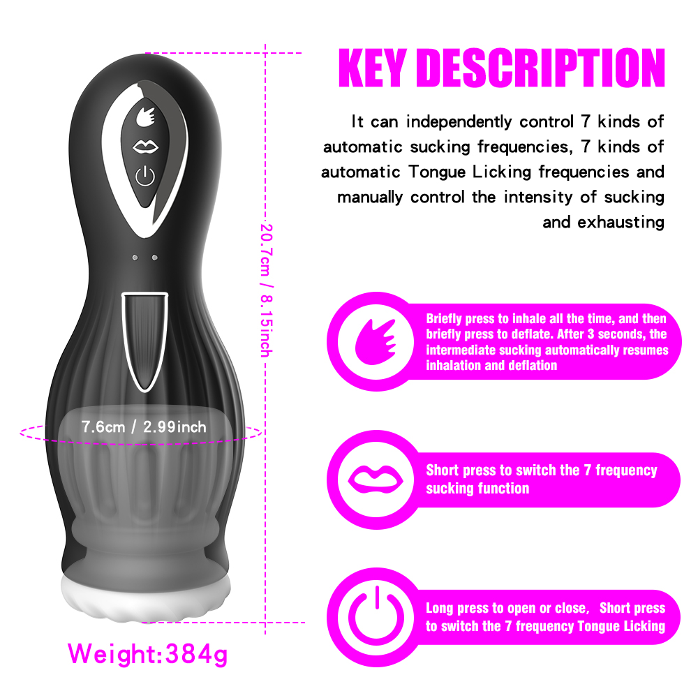 Viper - Vaccum Sucking Tongue Licking Penis Trainer Men's Massage Cup - 