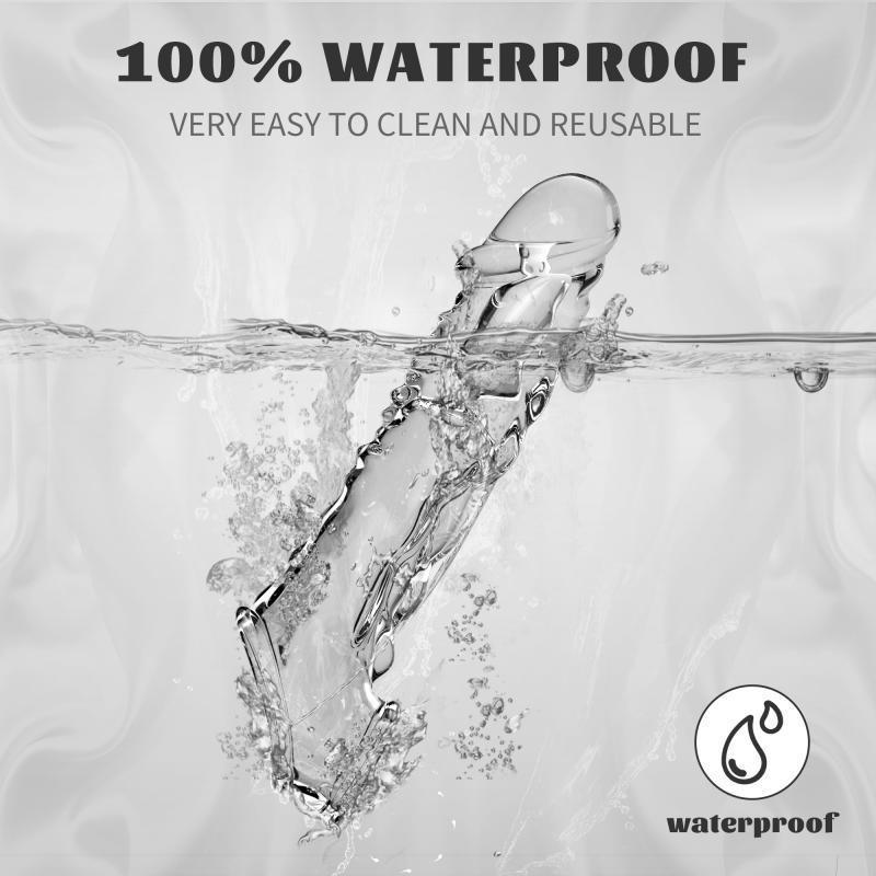 Transparent Elongated Vibration Penis Sleeve Couples Sex Toy - 