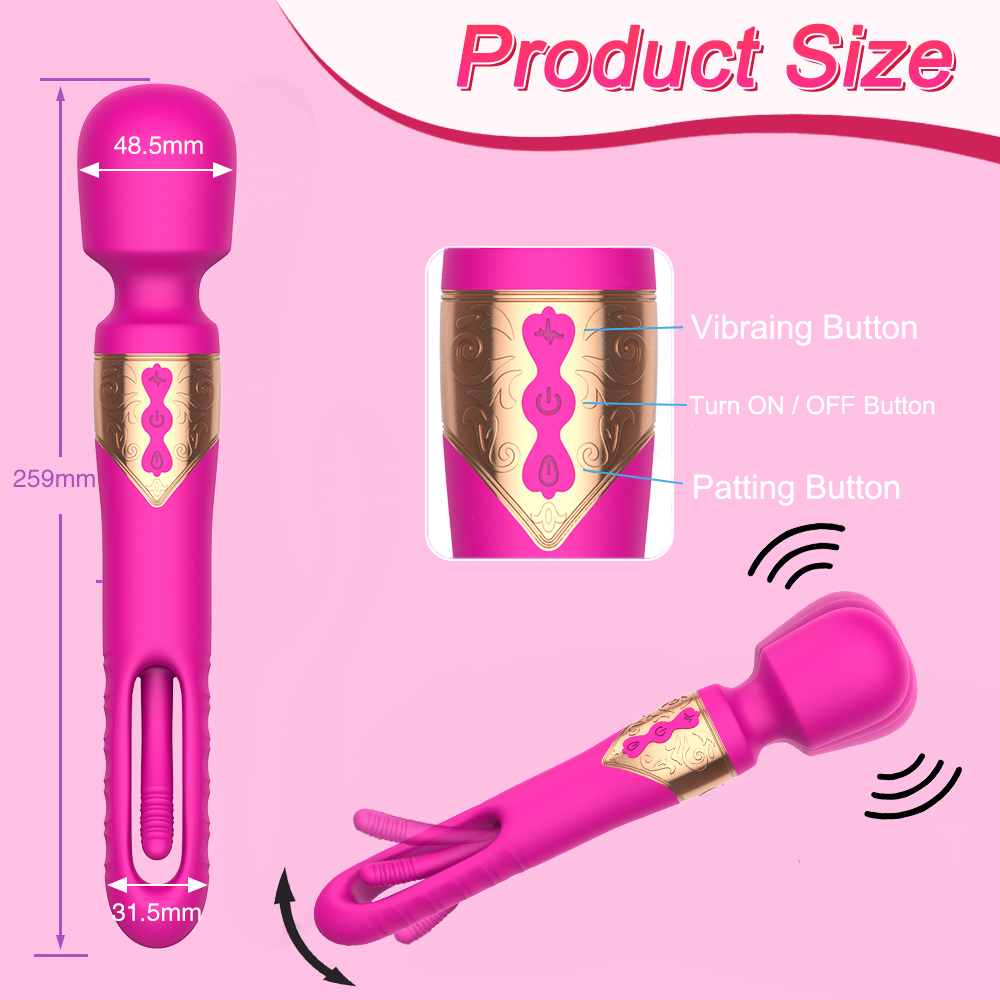 Ellie Flicker 2-in-1 Finger-slapping Wand Vibrator Clitoral G-Spot Stimulation Sex Toy For Women - 