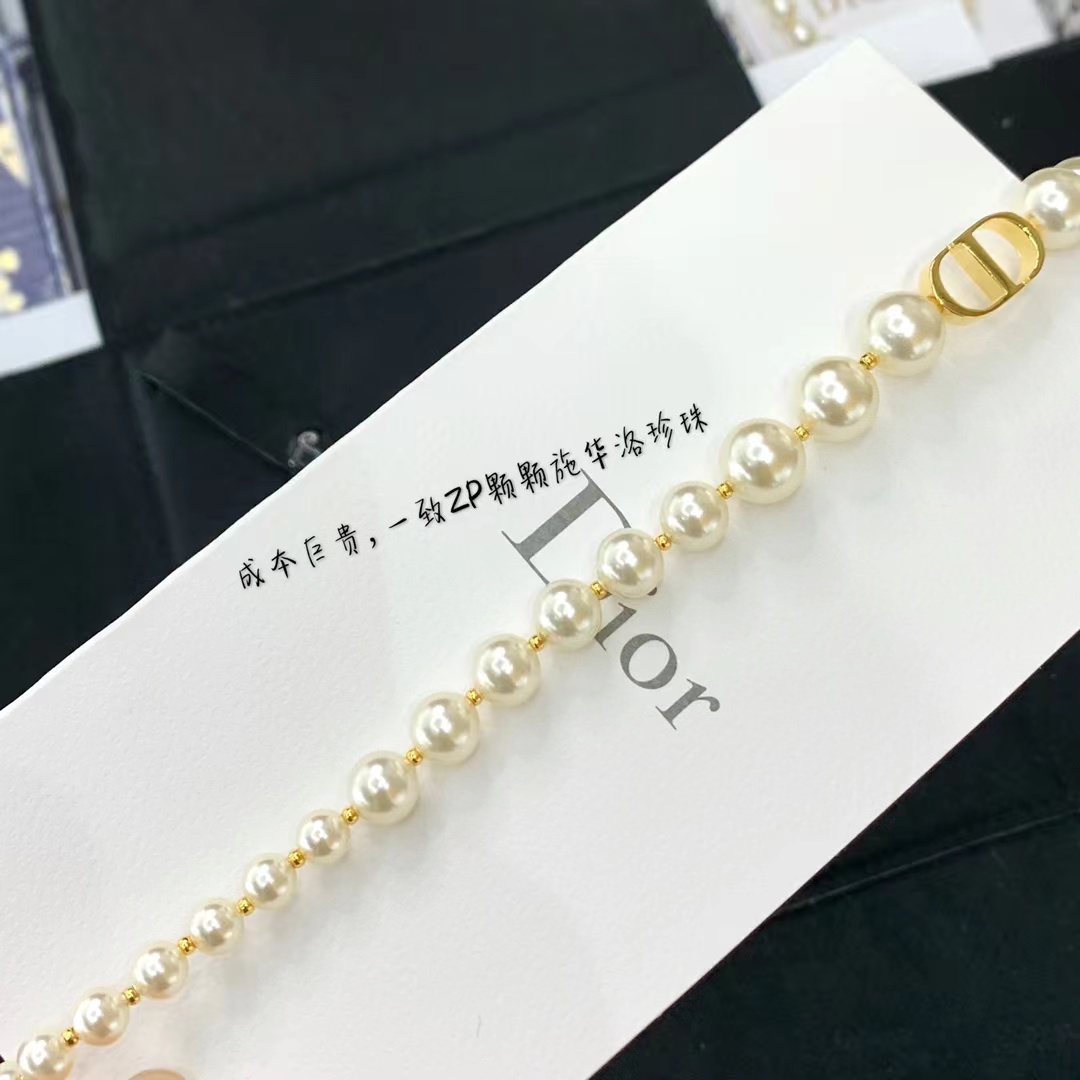 Replica Dior CD Pendant Pearl Choker Necklace
