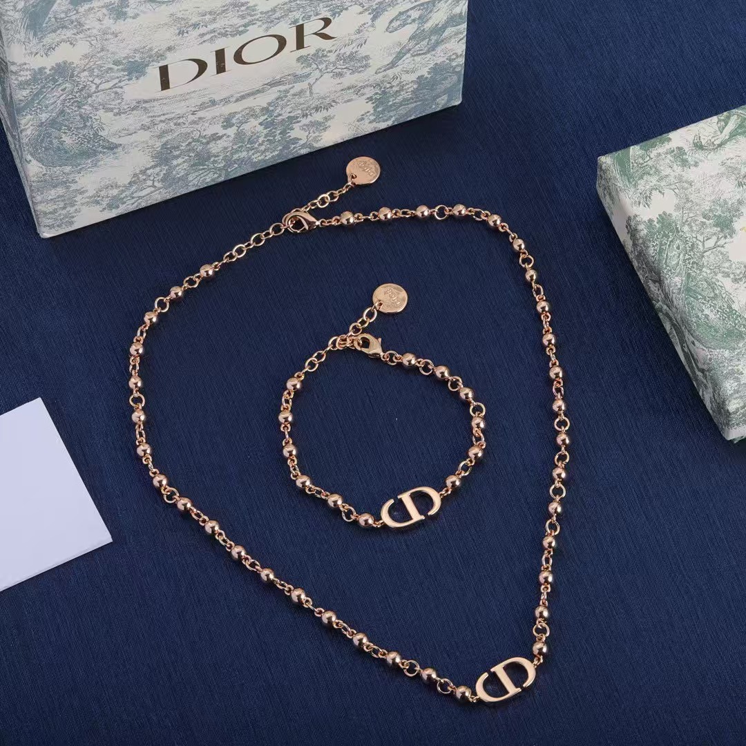 Replica Dior Rose Gold Necklace and Bracelet