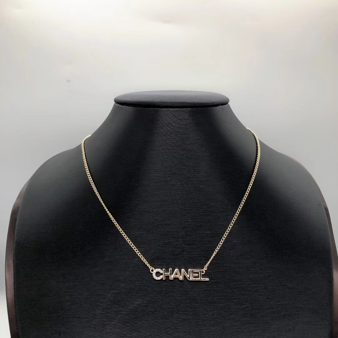 Replica Chanel Letters Pendant Gold Chain Necklace