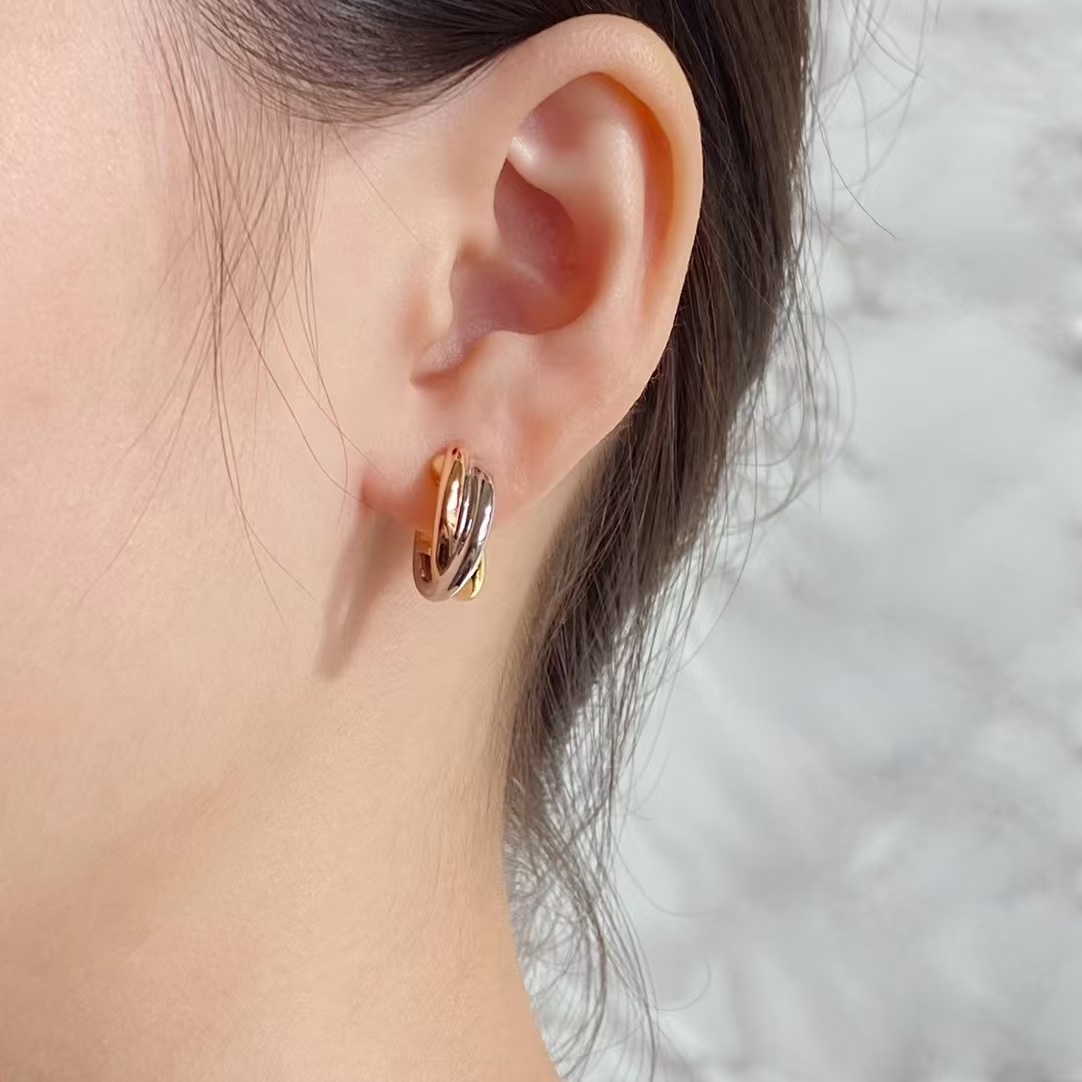 Replica Cartier Three Colors Metal Hoop Earrings
