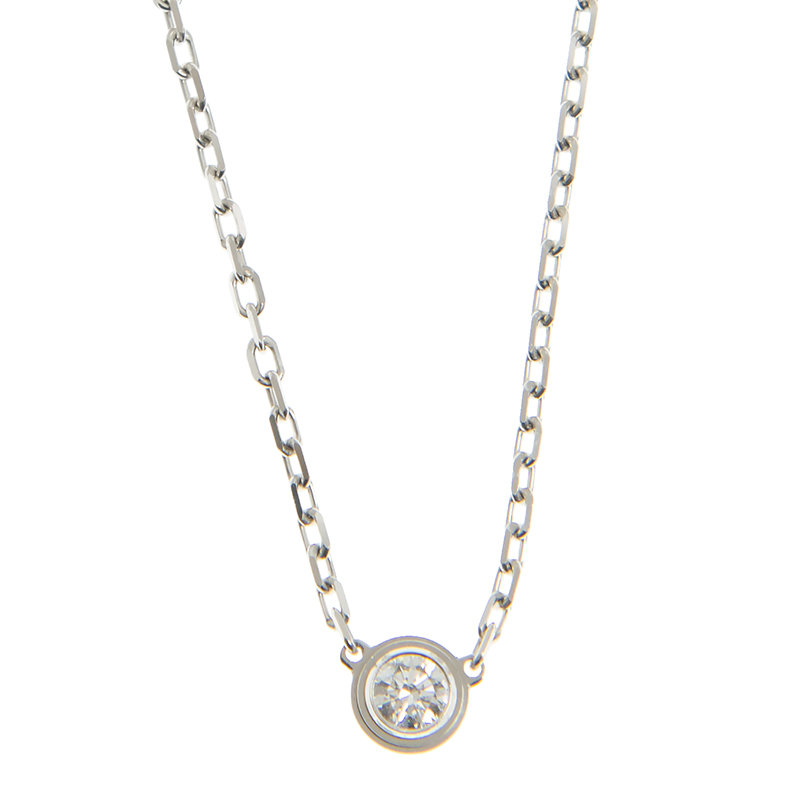 Replica NEW CARTIER DIAMANTS LÉGERS NECKLACE B7215900 SILVER 18kt WHITE GOLD