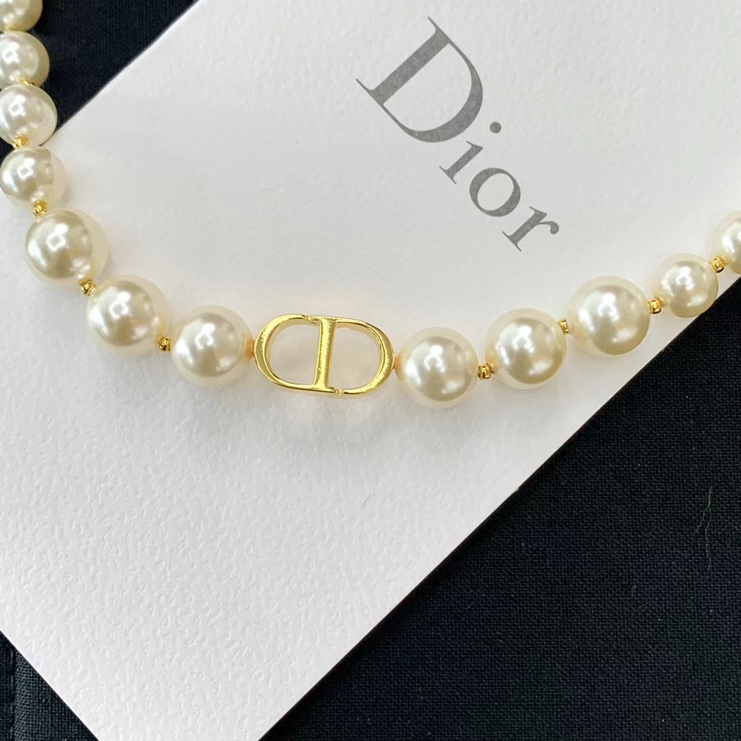 Replica Dior CD Pendant Pearl Choker Necklace