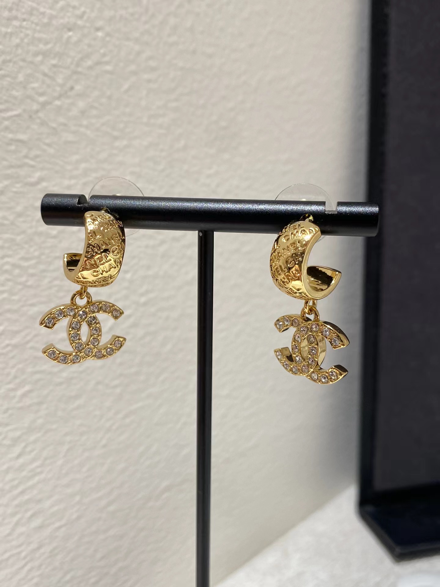 Replica Chanel Gold Color Double C Dangle Earrings