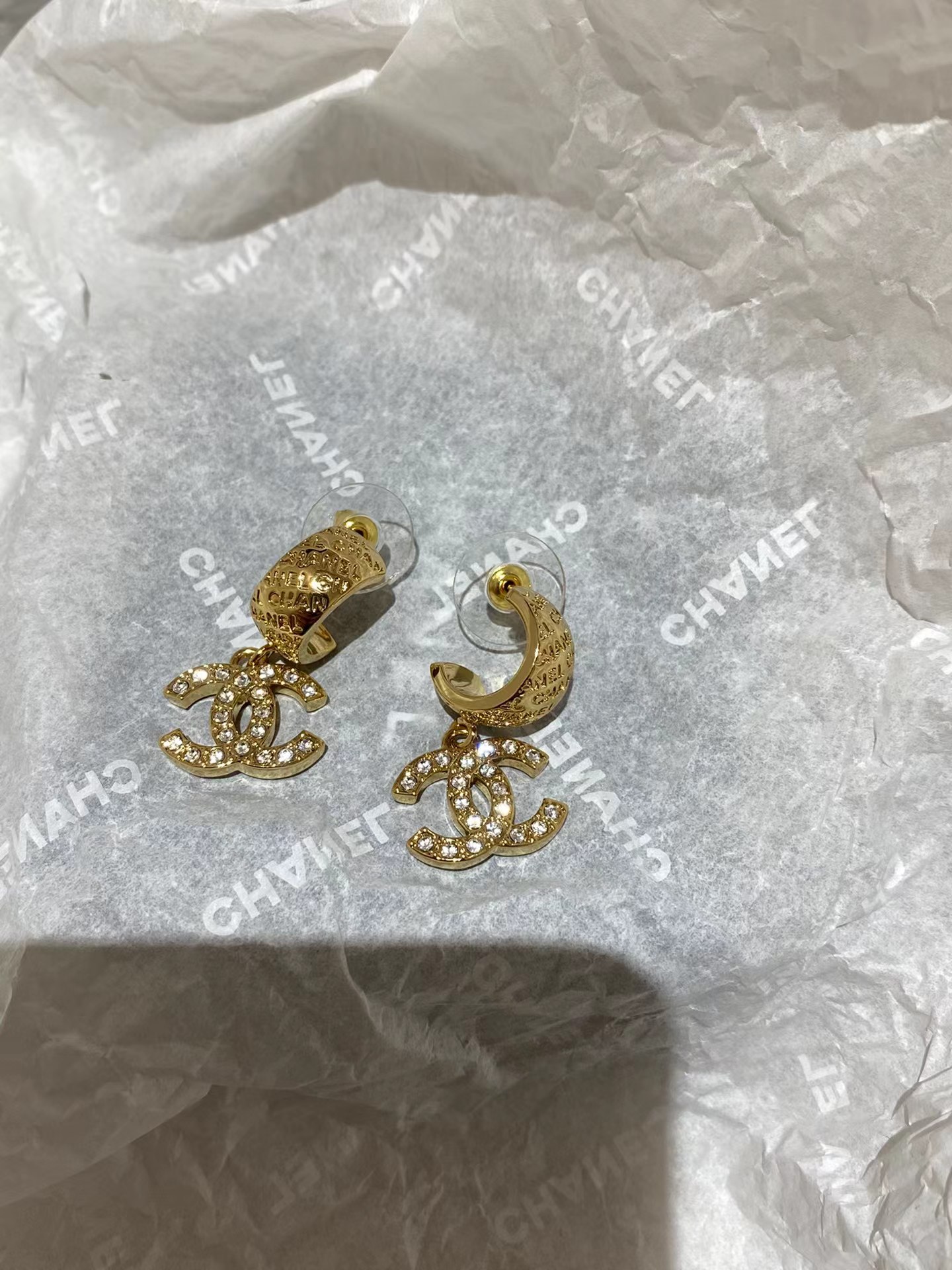 Replica Chanel Gold Color Double C Dangle Earrings