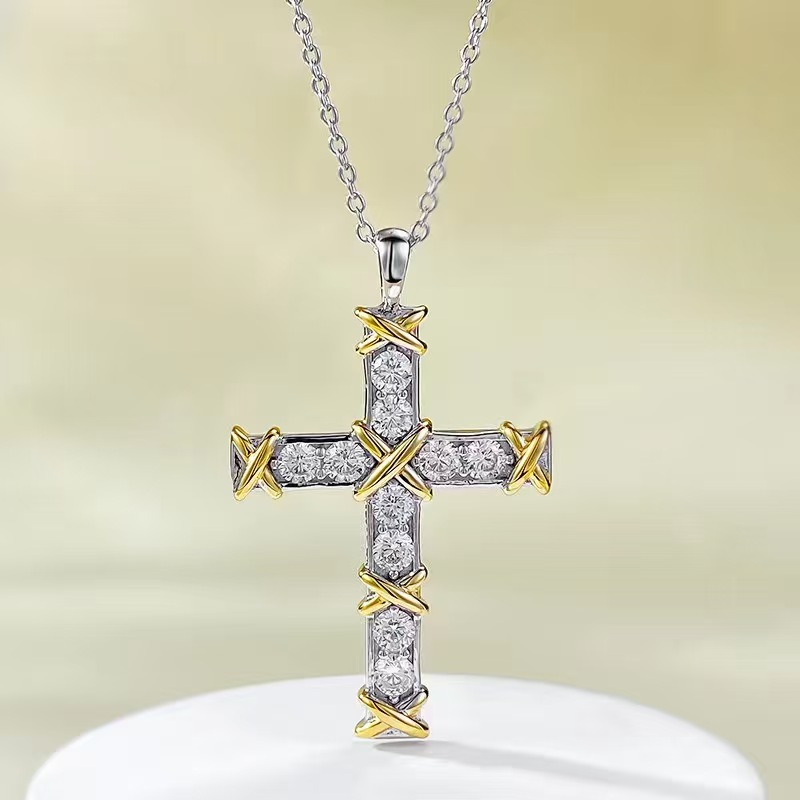 Replica Tiffany Ten Stone Cross Pendant with Diamonds