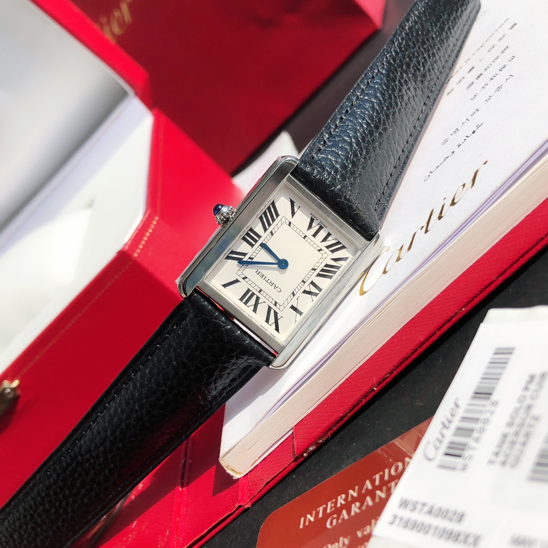 Replica Cartier Classic Tank Series Calf Leather Strap Women Watch
