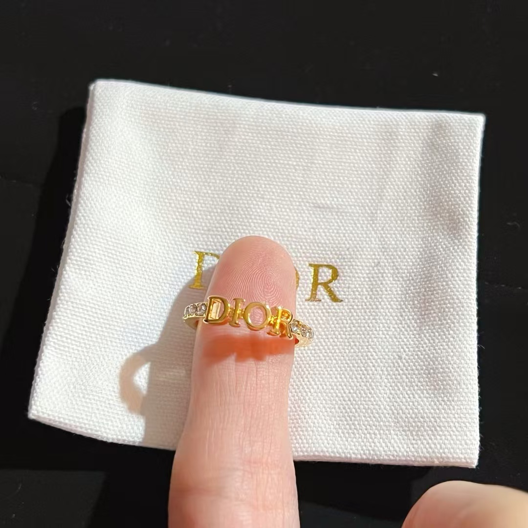 Replica Dior Letters Diamond Paved Ring