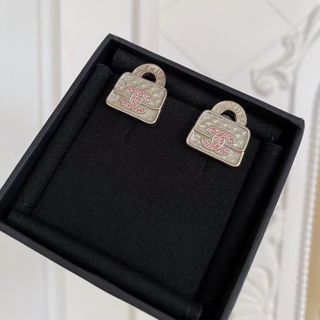 Replica Chanel Pink Double C Lock Earrings