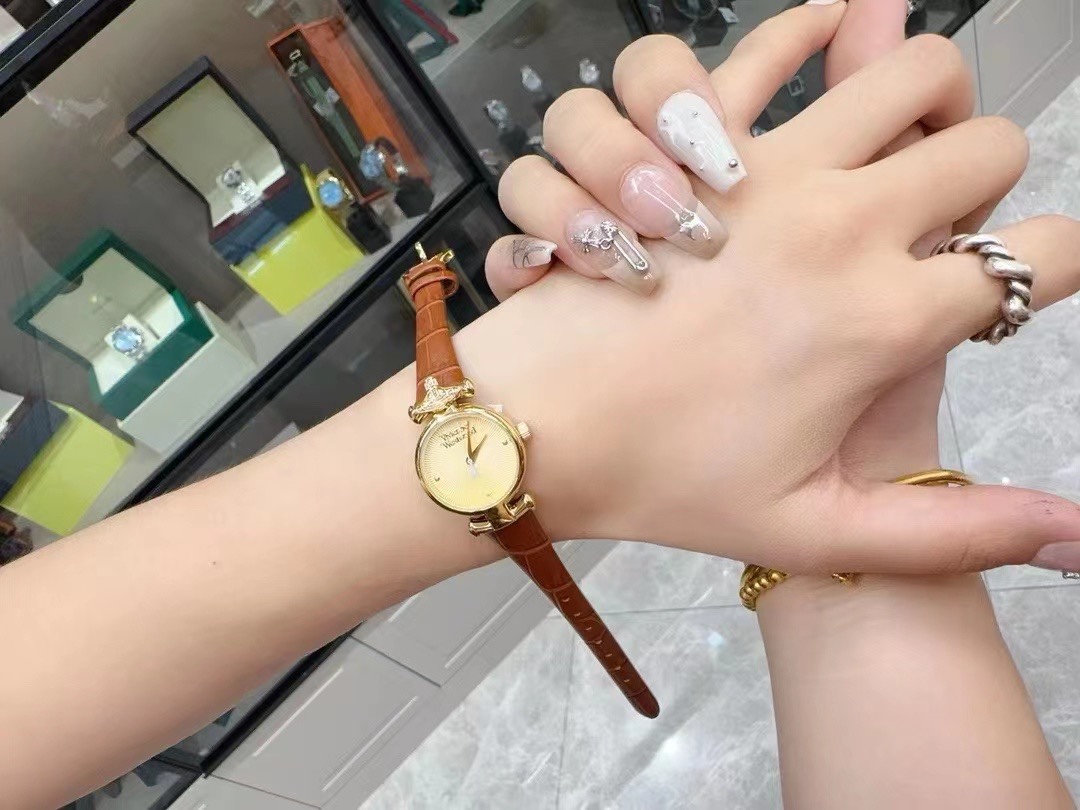 Replica Vivienne Westwood Brown Genuine Leather Band Watch - 23MM