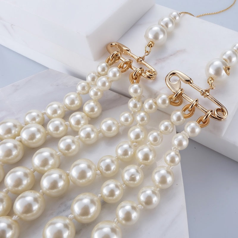 Replica Vivienne Westwood Half Chain Half 3 Row Pearl Necklace