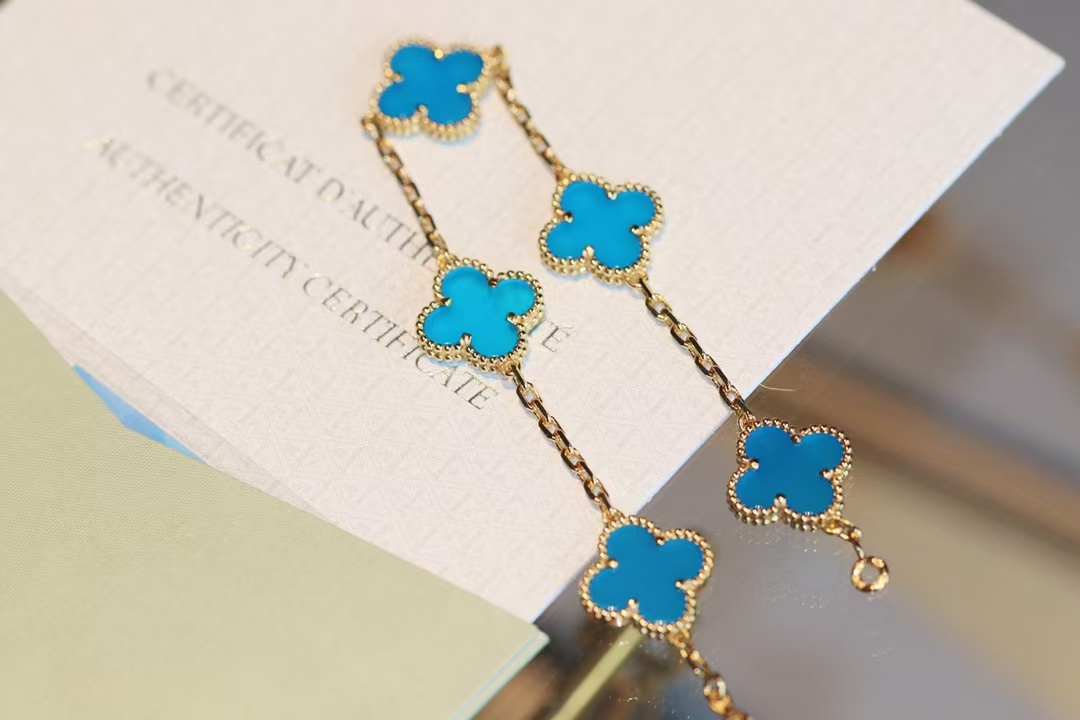 Replica Van Cleef & Arpels Blue Vintage Alhambra Five Clover Bracelet