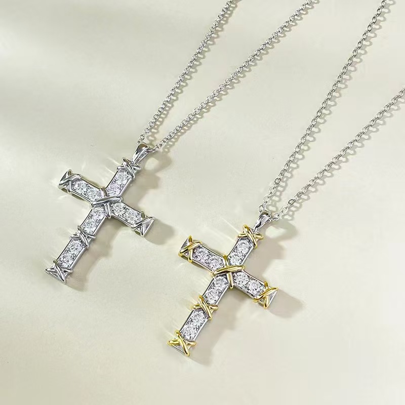 Replica Tiffany Ten Stone Cross Pendant with Diamonds