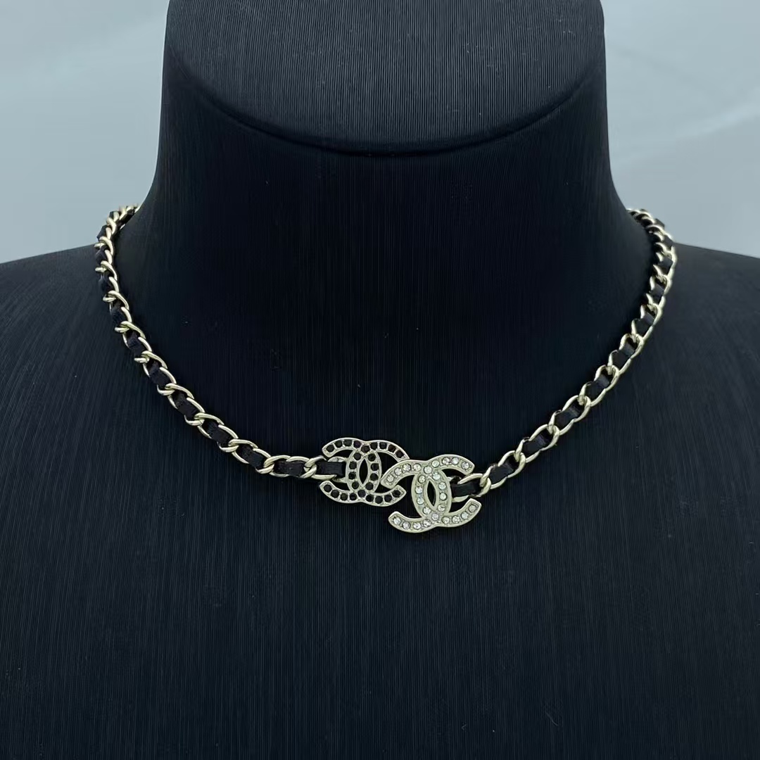 Replica Chanel Leather Chain Choker Necklace