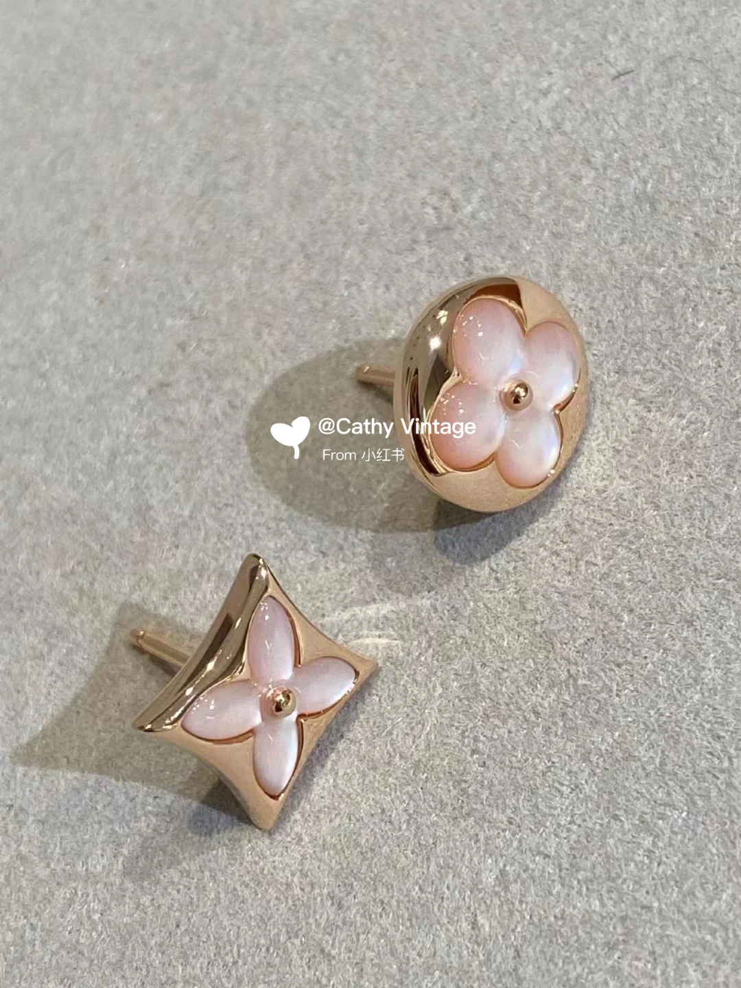 Replica Louis Vuitton AB Asymmetric Pink Stud Earrings