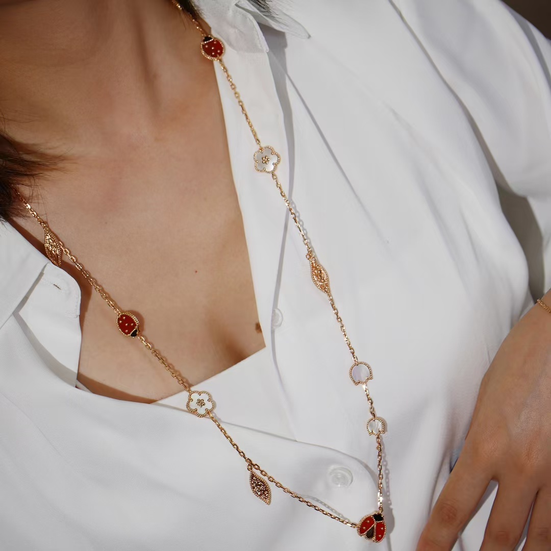 Replica Van Cleef & Arpels Lucky Spring Long Necklace, 15 Motifs