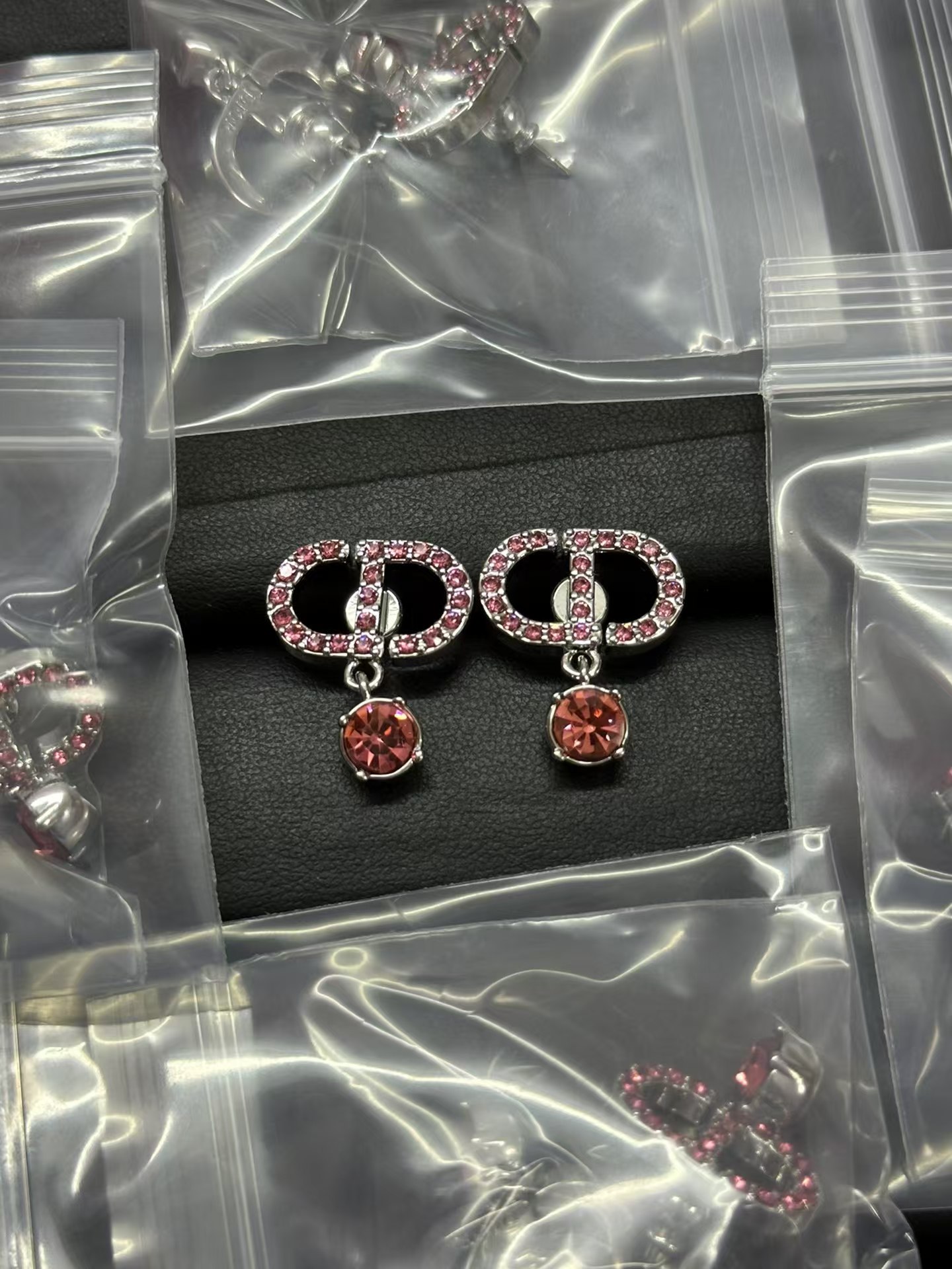 Replica Dior Diamond Paved CD Stud Earrings