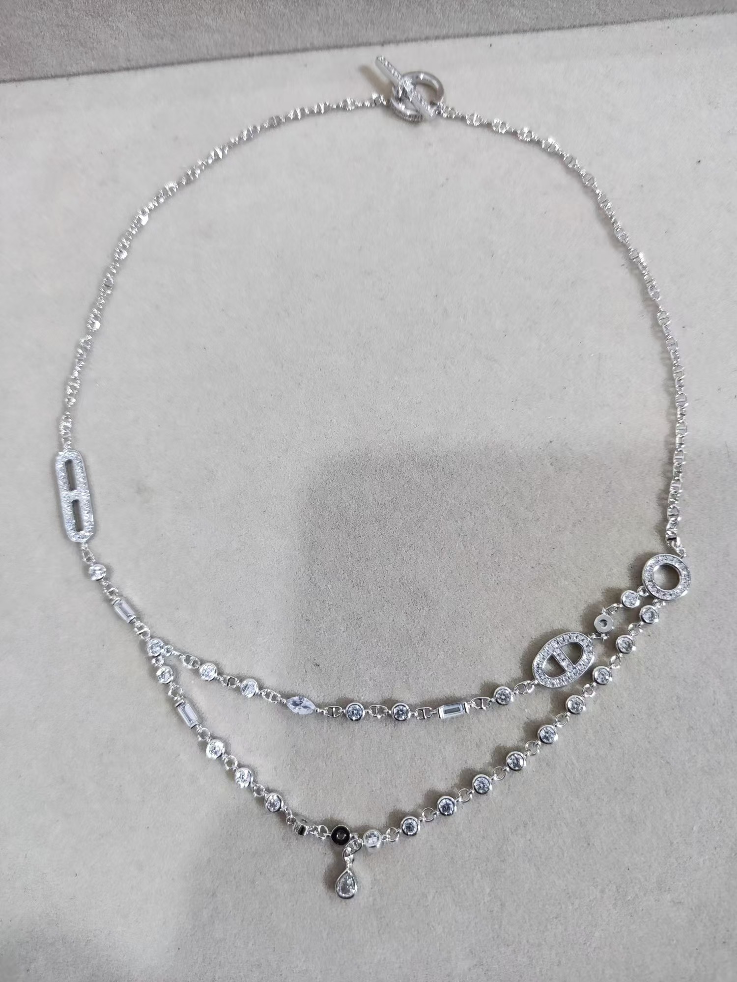 Replica Hermes Pig Nose Teardrop Diamond Pendant Necklace