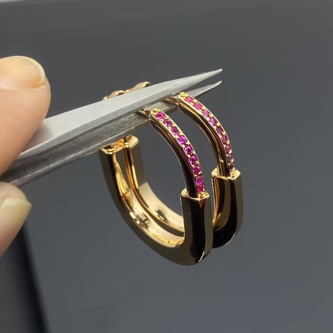 Replica Tiffany Pink Diamond Lock Earrings