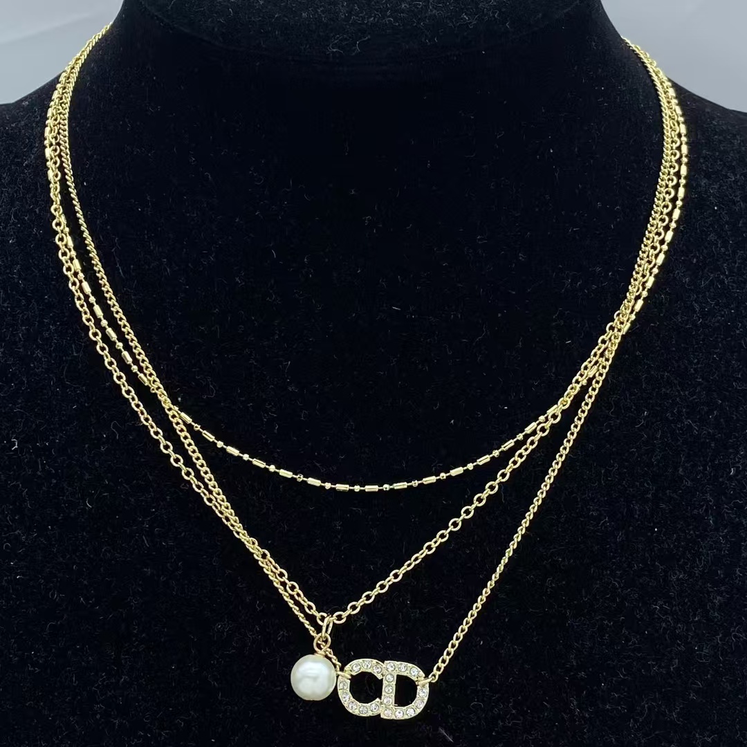 Replica Dior Three Layered Stacked Chain Necklace