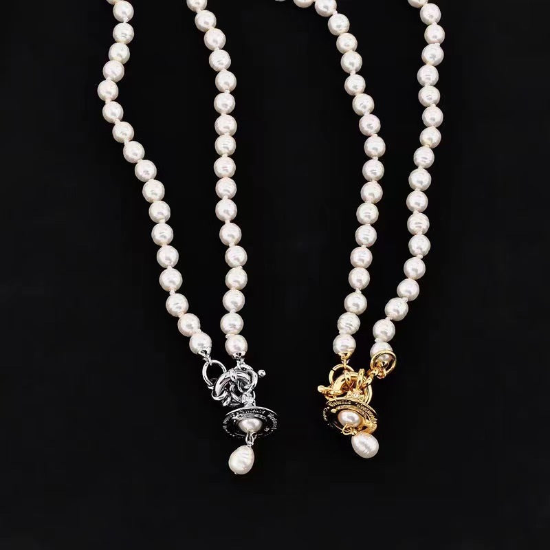 Replica Vivienne Westwood Saturn Pendant Baroque Pearl Necklace
