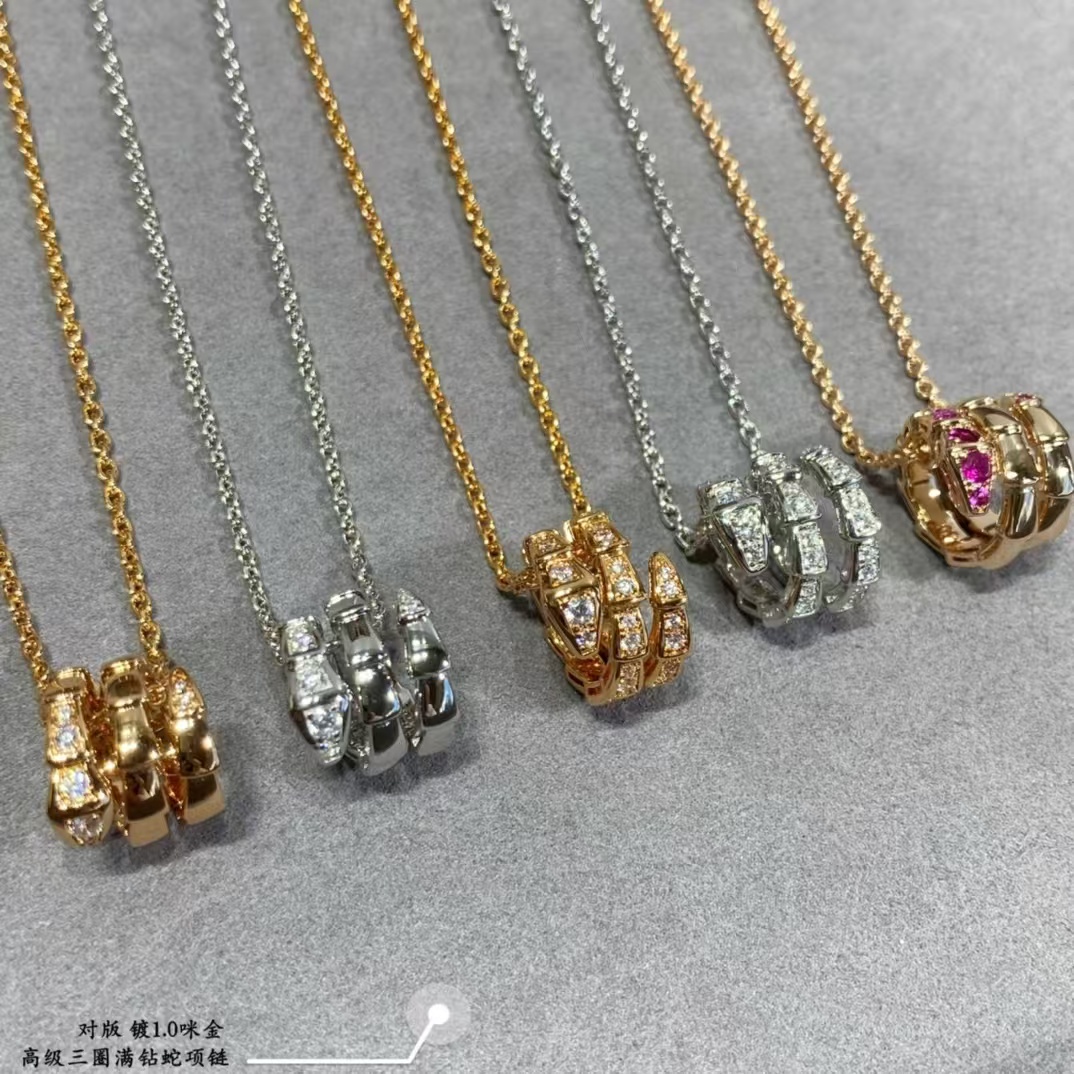 Replica Bvlgari Serpenti Viper Necklace - Full Diamond
