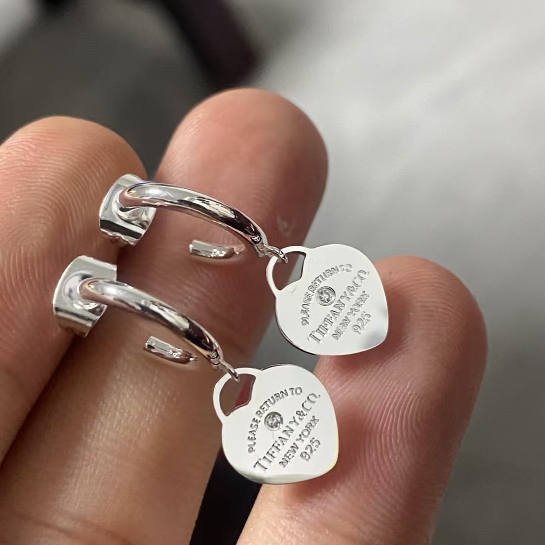 Replica Tiffany Heart Drop Hoop Earrings