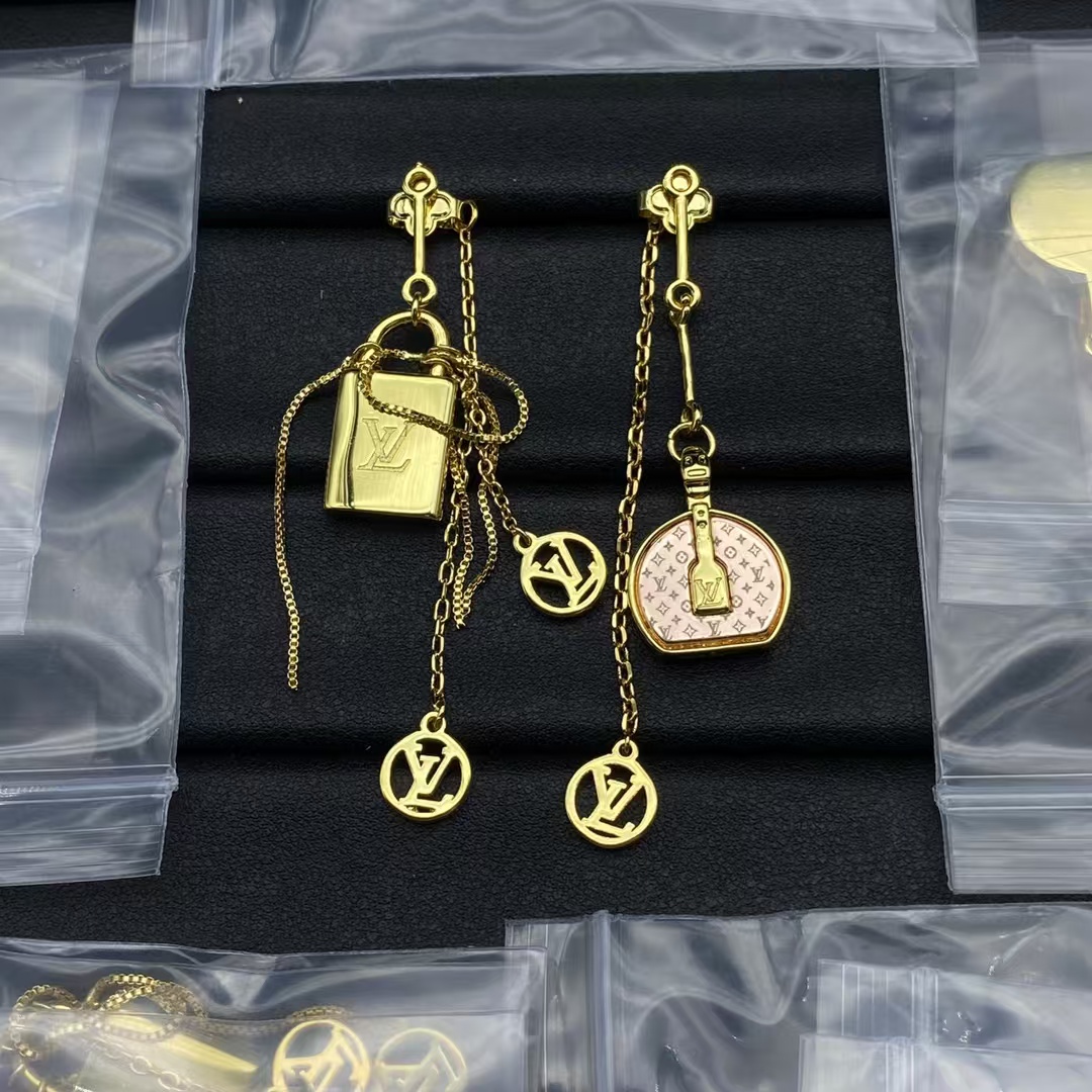Replica Louis Vuitton Asymmetric Lock Earrings