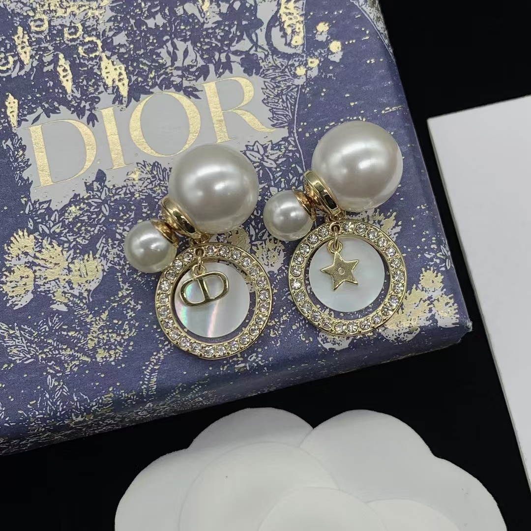 Replica Dior Asymmetric Drop Charms Pearl Earrings