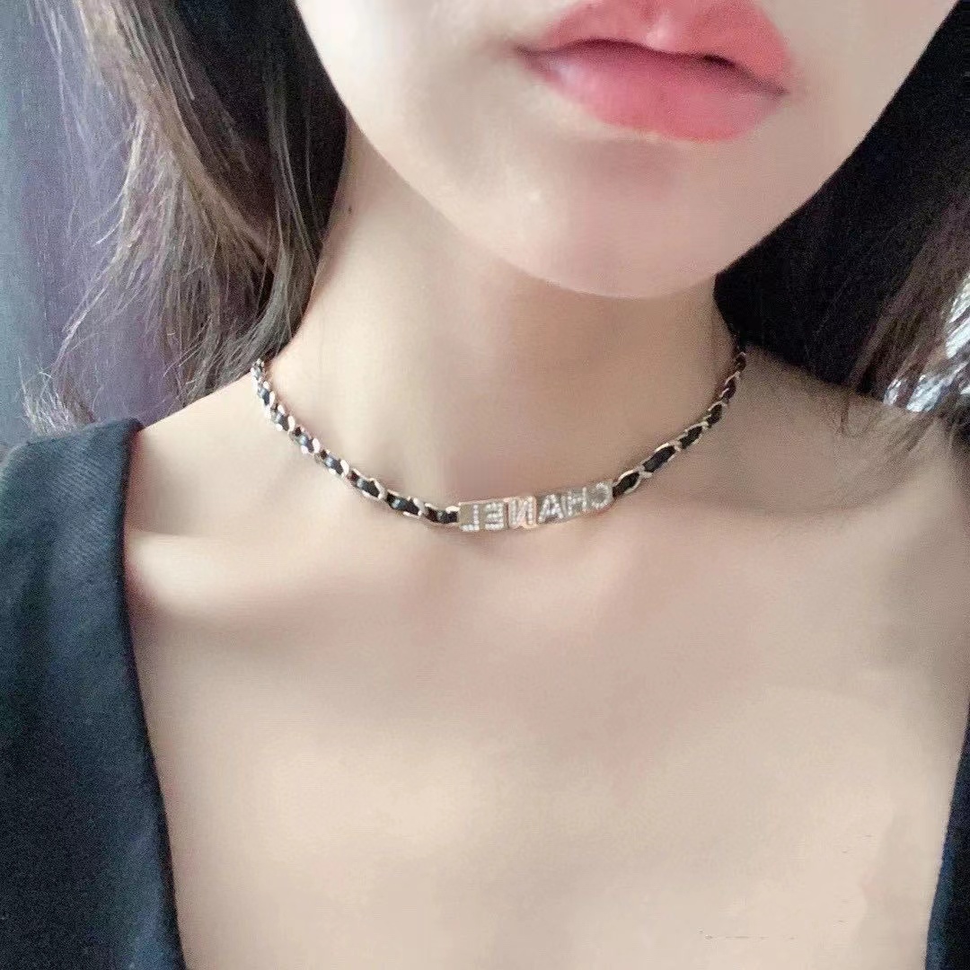 Replica Chanel Leather Cuban Chain Choker Necklace