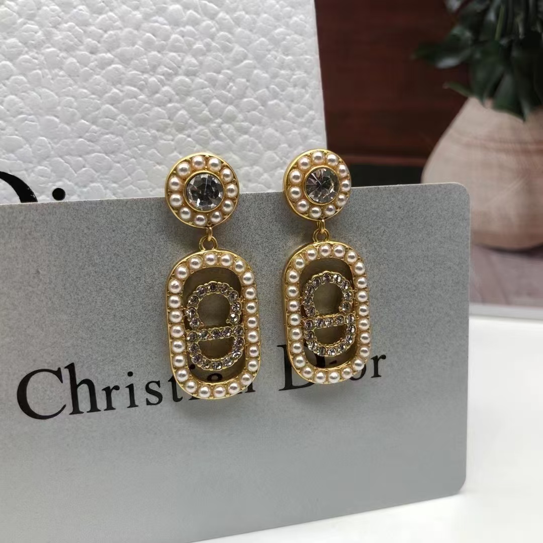 Replica Dior Vintage Rectangle CD Earrings