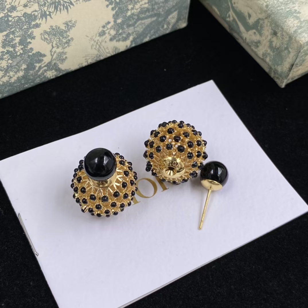 Replica Dior Black Stud Earrings