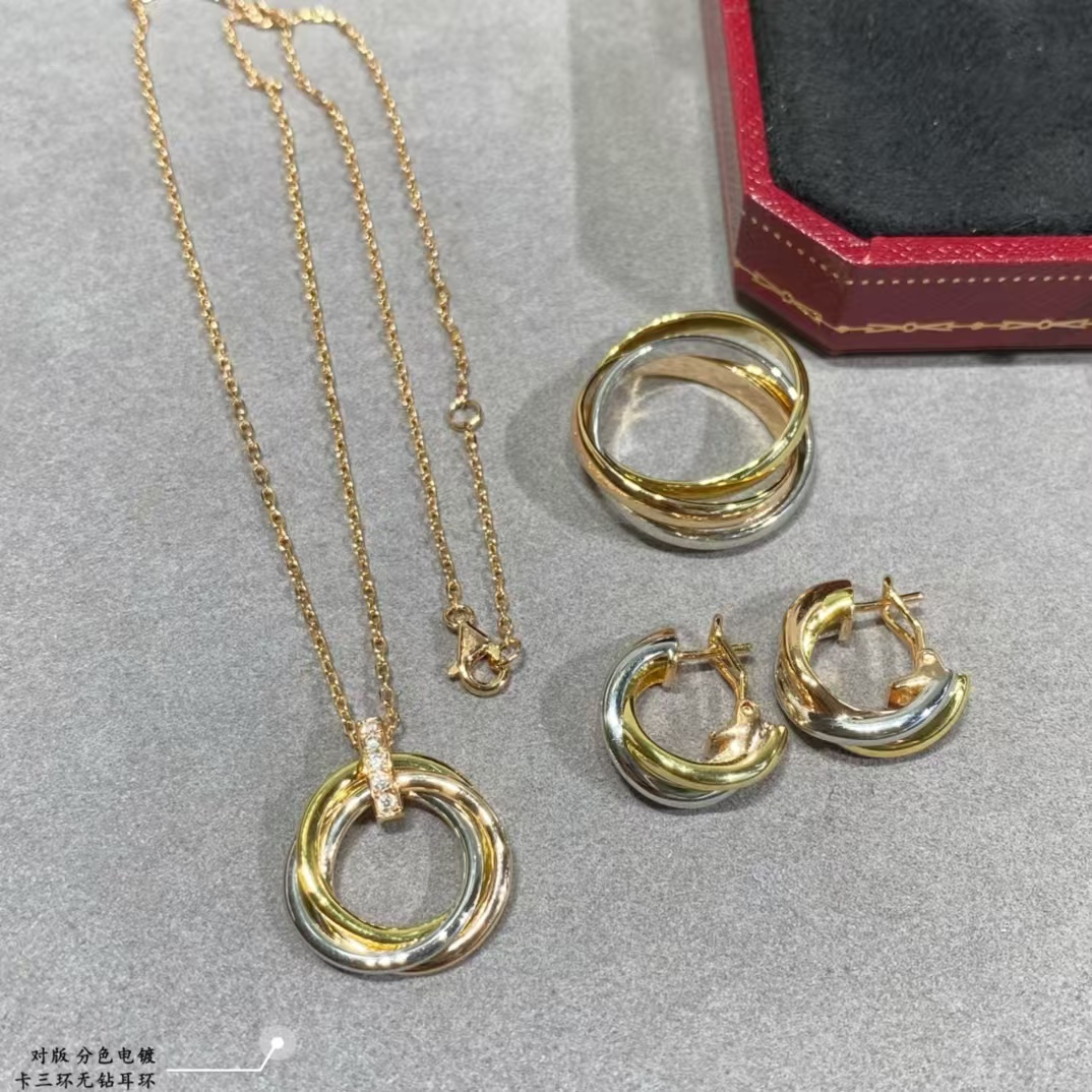 Replica Cartier Three Colors Metal Hoop Earrings