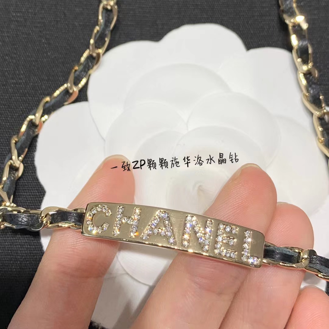 Replica Chanel Leather Cuban Chain Choker Necklace
