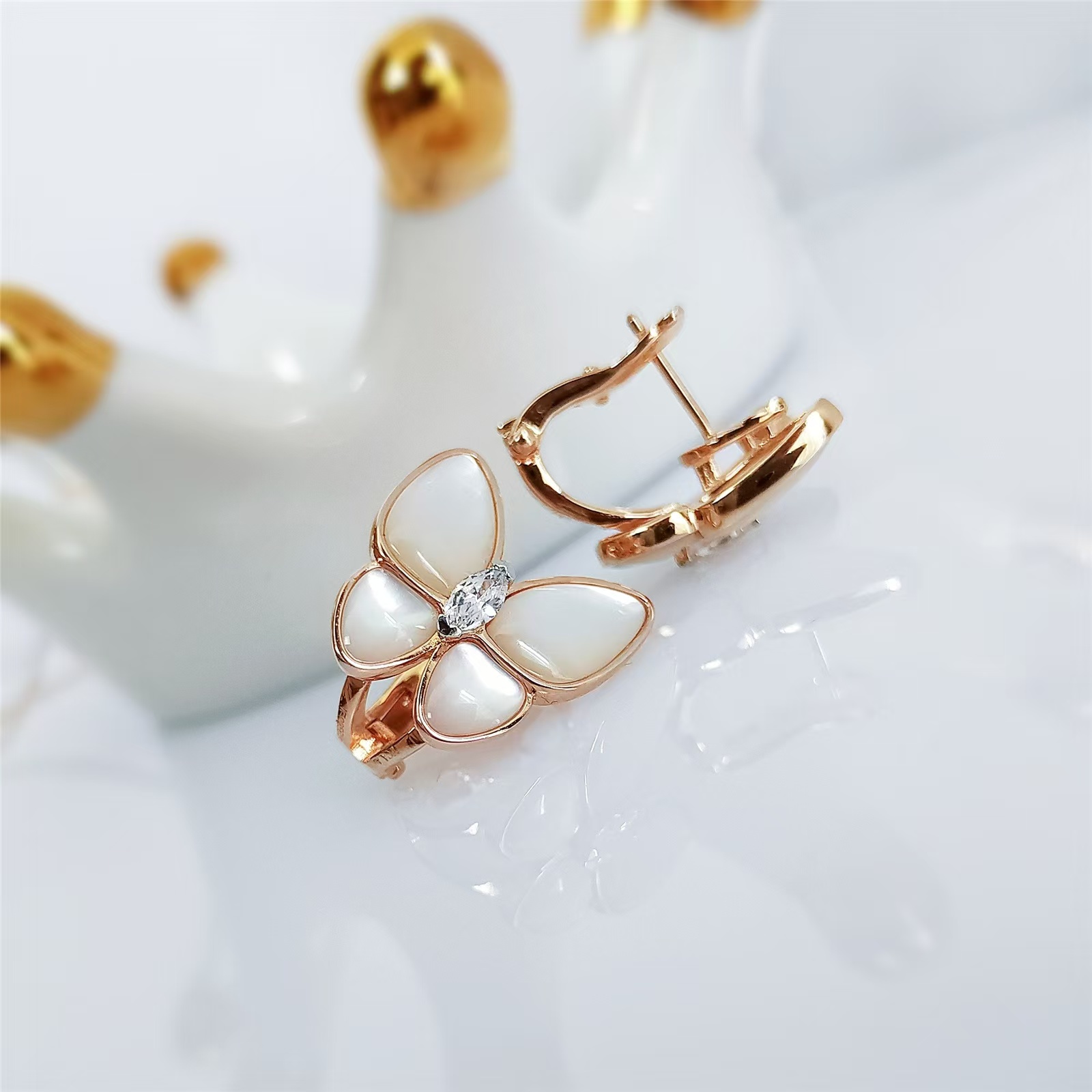 Replica Van Cleef & Arpels Two Butterfly Earrings